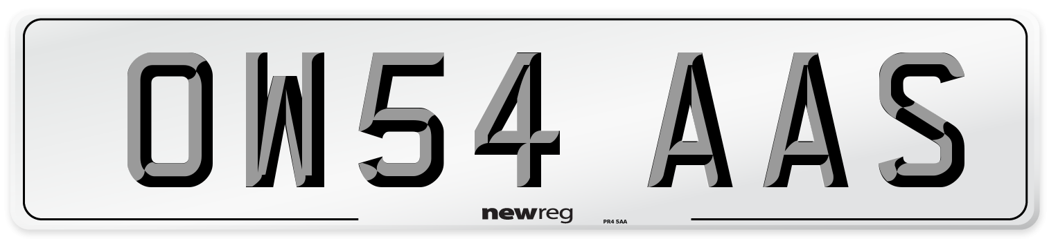 OW54 AAS Number Plate from New Reg